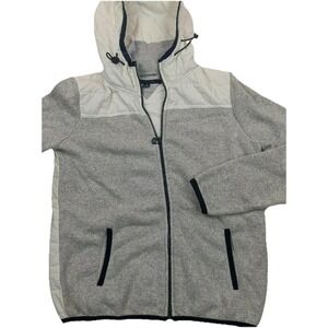 Tommy Hilfiger Athluxe Womens Full Zip Hoodie Sweater / Puffer Jacket Gray White